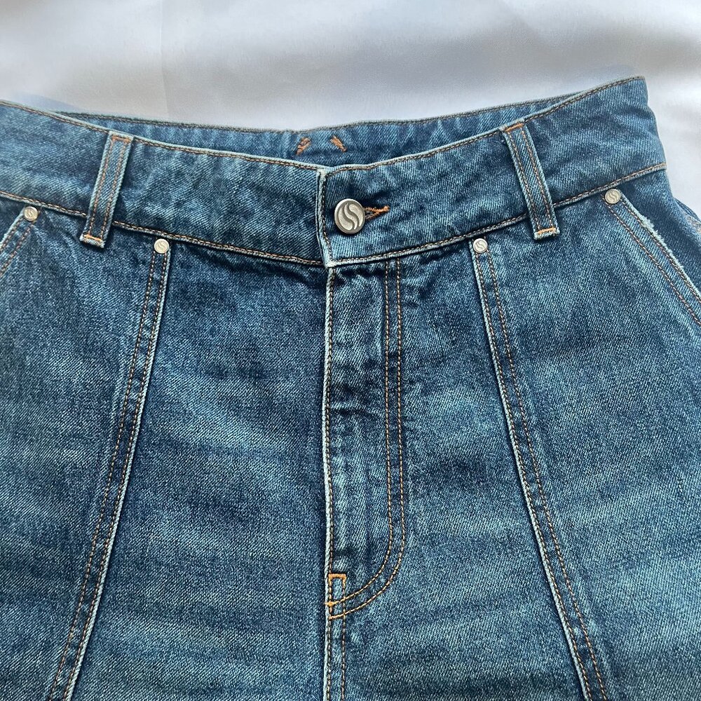 NWOT STELLA MCCARTNEY DARK BLUE VINTAGE WORKWEAR WIDE-LEG CARPENTER DENIM JEANS - Picture 3 of 11